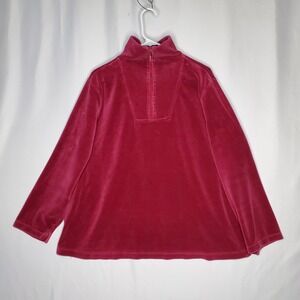 NYL Vtg Velour Tracksuit Women 2X Burgundy Mock Zip Pullover Straight Drawstring